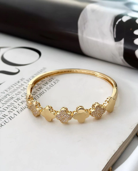 Bracelete Folheado a Ouro 18K Inspired Virginia Com Zircônia
