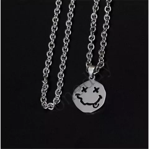 oneday Colar Pingente Hip Hop Gothpunk Smiley Feminino