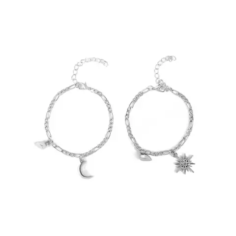 2 Peças/Conjunto Pulseira Unissex Com Pingente De Lua/Sol/Bijuteria
