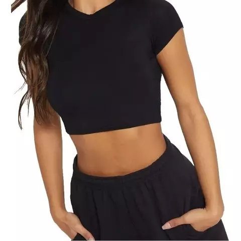 Cropped Básico Manga curta Roupa Moda Feminina Verão