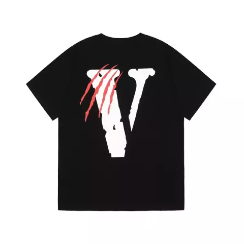 Tendência Clássica Big V Print Vlone Casais Moda Algodão Esportes Camiseta Verão Estudante Largo Casual Manga Curta Blusas Unissex S-XL