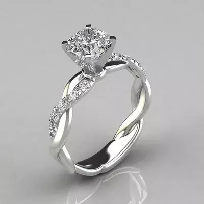 U Anel De Diamante Trançado Com Garra Anel De Noivado De 1 Quilate Com Corte Redondo De Diamante Dividido Com Diamantes Brancos S925 Prata Elegante Lindo Anel Noiva Princesa Anel De Casamento Aniversário Anel De Presente De Natal Joias