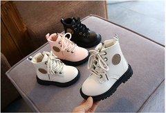 Botas de couro infantil antiderrapante meninas