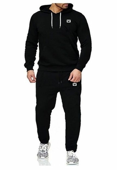 Conjunto de Moletom Blusa Com Capuz Canguru Calça Jogger Relaxado Inverno Mascu