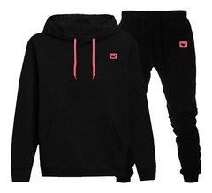 Conjunto de Moletom Blusa Com Capuz Canguru Calça Jogger Relaxado Inverno Mascu