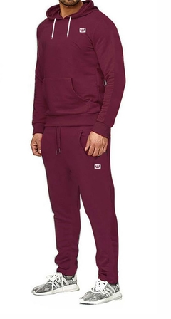 Conjunto de Moletom Blusa Com Capuz Canguru Calça Jogger Relaxado Inverno Mascu - loja online