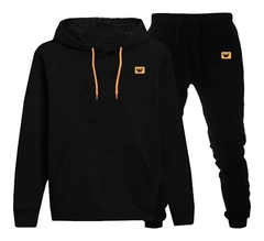Conjunto de Moletom Blusa Com Capuz Canguru Calça Jogger Relaxado Inverno Mascu - loja online