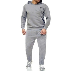 Conjunto de Moletom Blusa Com Capuz Canguru Calça Jogger Relaxado Inverno Mascu na internet