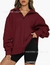Camisolas femininas com zíper de cor sólida outono inverno pulôveres casuais - Estilo chic