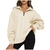 Camisolas femininas com zíper de cor sólida outono inverno pulôveres casuais - comprar online