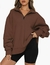 Camisolas femininas com zíper de cor sólida outono inverno pulôveres casuais - loja online