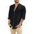 Camisas masculinas de linho de algodão de manga comprida, monocromáticas, gola