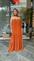 vestido tomara que caia longo em crepe caramelo