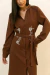 Vestido chemise marrom em viscolinho - Loja Très Chic