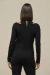 Blusa Malha Gola Alta Recortes Ombro PRETO - Loja Très Chic