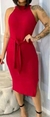 Vestido Canelado Com Faixa de Amarrar e Fenda nas Laterais - comprar online