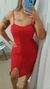 Vestido Festa vermelho com Fenda na Frente