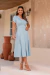 Vestido Antônia Midi Linho com Pregas - Azul - comprar online