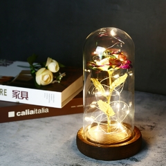 Rosa Eterna Galáxia Encantada de LED com Cordão de Luzes de Fada em Cúpula