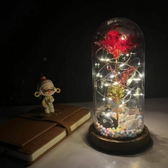 Rosa Eterna Galáxia Encantada de LED com Cordão de Luzes de Fada em Cúpula na internet