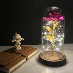 Rosa Eterna Galáxia Encantada de LED com Cordão de Luzes de Fada em Cúpula na internet