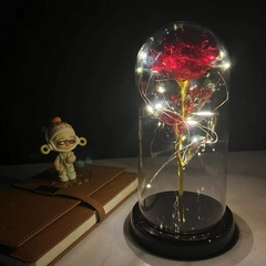 Rosa Eterna Galáxia Encantada de LED com Cordão de Luzes de Fada em Cúpula na internet