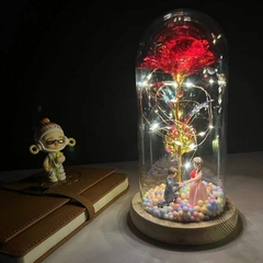 Rosa Eterna Galáxia Encantada de LED com Cordão de Luzes de Fada em Cúpula