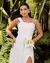 Vestido Festa Branco Noiva Casamento Civil Fenda Crepe 1205 - Moda4Dress