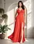Vestido Madrinha Festa Longo Marsala Alça Fina Crepe 1201