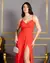 Vestido Madrinha Festa Longo Marsala Alça Fina Crepe 1201 - comprar online