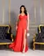 Vestido Madrinha Festa Longo Marsala Alça Fina Crepe 1201 - loja online