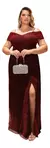 Vestido Festa Ombro À Ombro Marsala Serenity Rosé P Até Plus 1197P