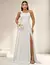 Vestido Festa Branco Noiva Casamento Civil Fenda Crepe 1205