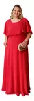 Vestido Musseline Plus Size Decote Redondo Sofisticado 1179P