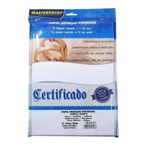 Papel Offset - 180g = Masterprint - 50 folhas