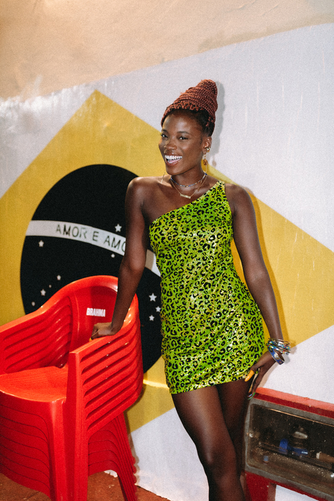 Vestido Ombro Lateral Animal Print