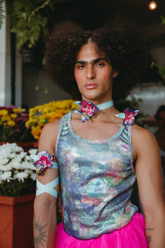 Regata Paetê Floral - comprar online