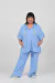 Parka em malha azul com capuz plus size