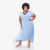 Vestido fluído com barra em pontas azul plus size