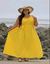 Vestido amplo verão plus size amarelo com bolas brancas