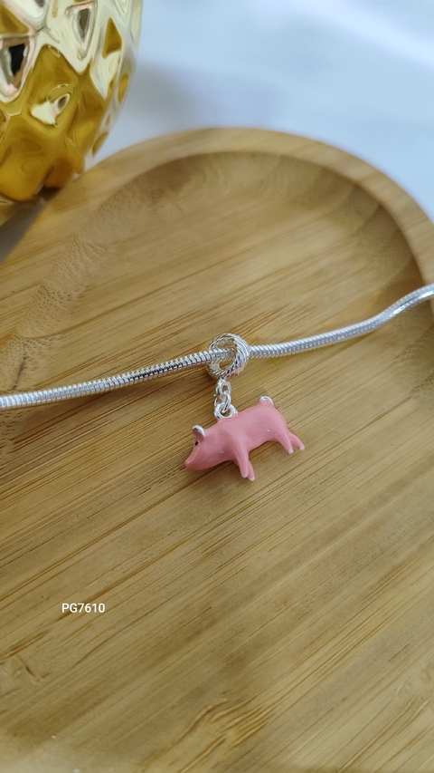 Berloque Porco - BANHADO NO PRATA