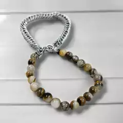 PULSERA DOBLE (PIEDRAS NATURALES CON CADENA ESLABÓN ESPIGA) ACERO - comprar online