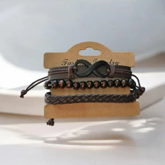 PULSERA MULTICAPA - CUERO DIJE INFINITO
