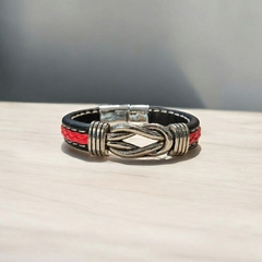 PULSERA DOBLE COLOR - CUERO Y ACERO - comprar online