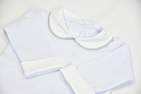 BODY MANGA LONGA BORDADO - CINZA