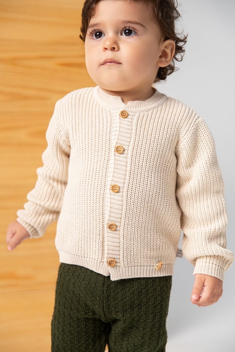 Cardigan Casaco Tricot Bege
