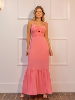 Moda Feminina Vestido Longo Liso com Alça e Bojo Cores Design Delicado Sofisticado e Moderno Ideal Para Passeios - loja online