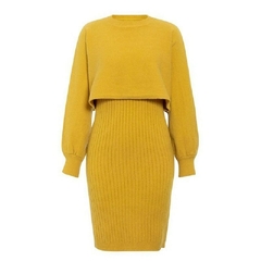 Conjunto de 2 peças de tricô feminino elegantes suéter solto + cintura alta fino - comprar online