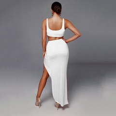 Conjunto de duas peças verão vestido feminino regata cintura alta - loja online