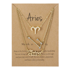 Colar de Pingente Horóscopo para Mulheres, Signo do Zodíaco, Cor Dourada, Jóias Constelação, 3 peças - comprar online
